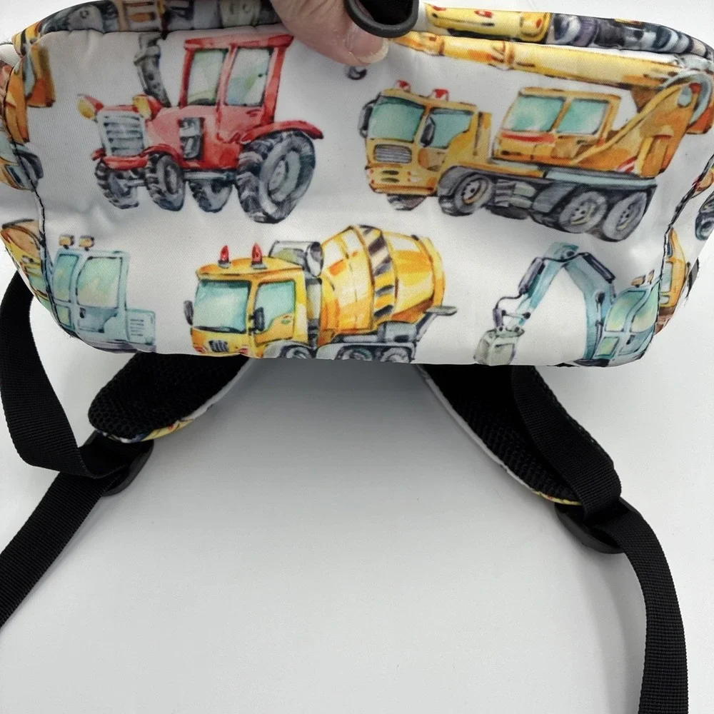 Kids Construction Vehicle Backpack Watercolor Trucks Preschool Bag Reflective